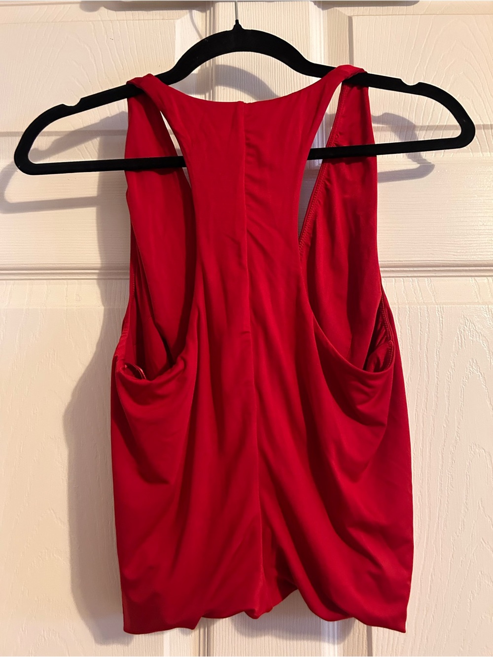 Meshki Red Halter Slinky Ruffled Top - Picture 3 of 4